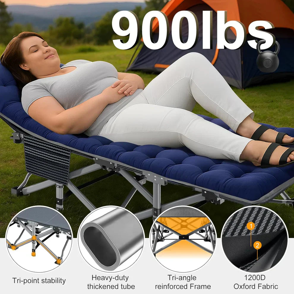 Lifepelle Folding Camping Cot w/3.3 Inch 2 Sided Mattress, Up to 880 Lbs Heavy Duty Sleeping Cots with Carry Bag, Folding Guest Bed, 1200 D Layer Oxford Portable Travel Camp Cots